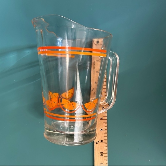 Vintage Clear Glass Pitcher with Orange Slice Design - Picture 11 of 14
